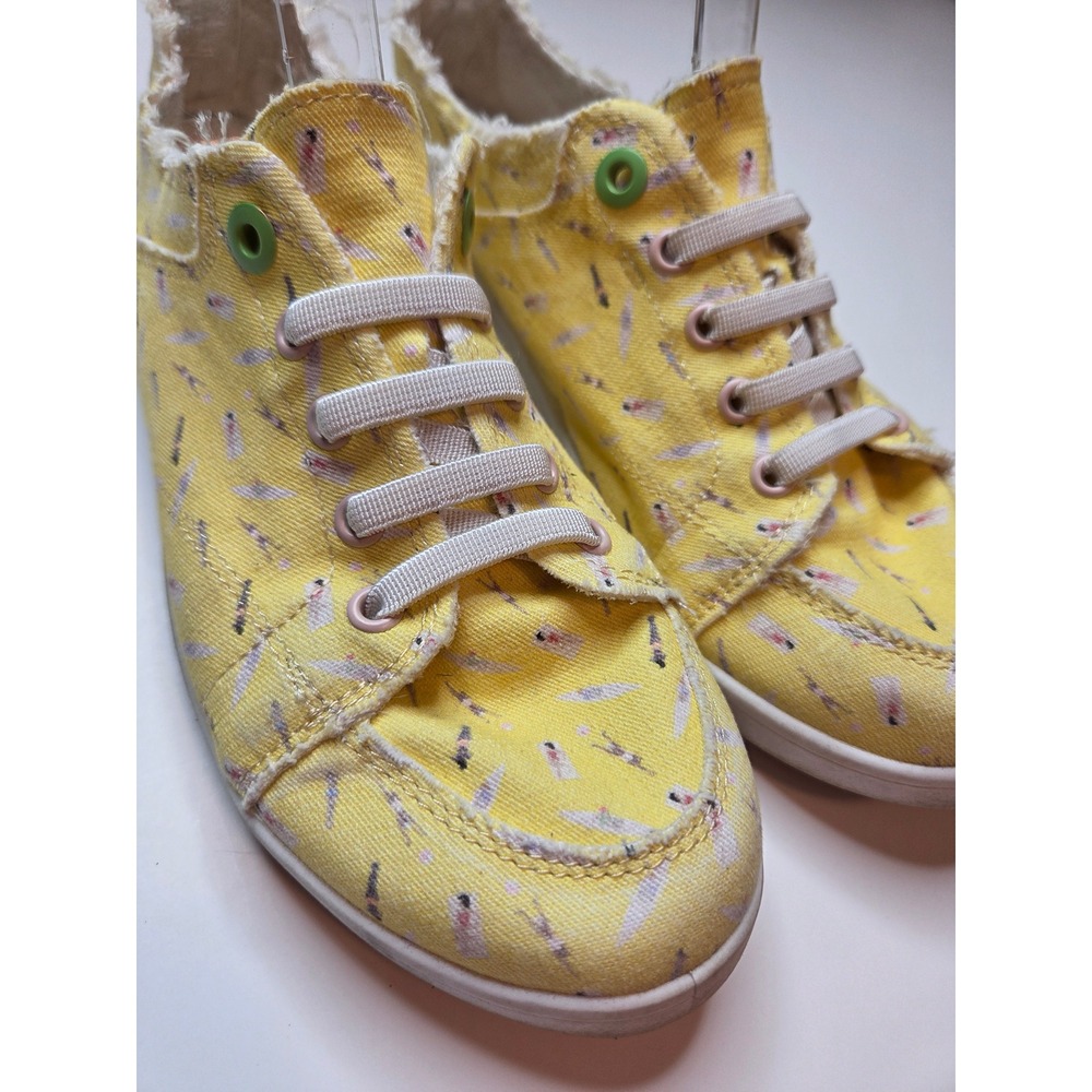 Vionic Beach Pismo Yellow Swimmer Print Canvas Slip On Sneakers Womens 8.5